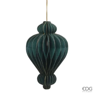 Decoro natalizio Origami a fuso verde h 15 cm d 9,5 cm | EDG - Enzo De Gasperi