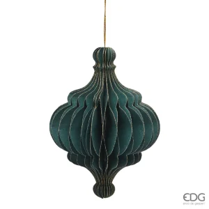Decoro Natalizio origami trottola verde h 15 cm d 10,5 cm | EDG - Enzo De Gasperi