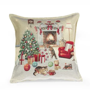 Fodera arredo per cuscini in gobelin in fantasia Caminetto 40x40 cm