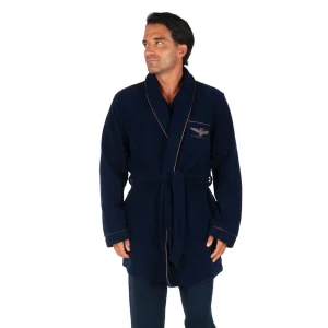 Giacca da camera da uomo con collo a scialle in pile | Marina Militare