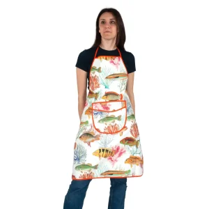 Grembiule con pettorina in tessuto antimacchia a fantasia Caterina | Zita del Forte