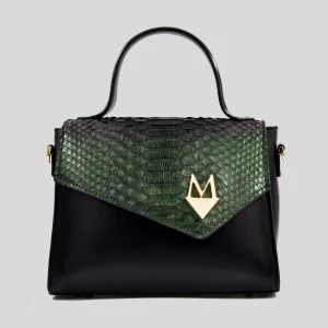 Borsa "Eccelsa" in vera pelle di Pitone Verde Iridescente