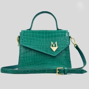 Borsa "Eccelsa" in vera pelle di Coccodrillo Verde Smeraldo