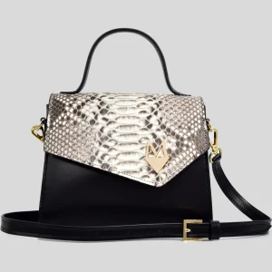 Borsa "Eccelsa" in vera pelle di Pitone Bianco e Nero