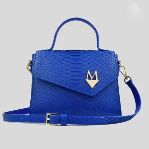 Borsa "Eccelsa" in vera pelle di Pitone Blu Cobalto