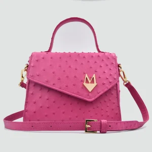 Borsa "Eccelsa" in vera pelle di Struzzo Fuchsia