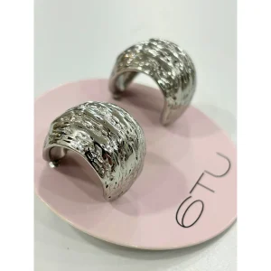 Orecchini 6TU Argento a Fascia Martellata