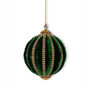 Pallina di Natale in velluto a spicchi Jewels verde D 10 cm | EDG- Enzo De Gasperi