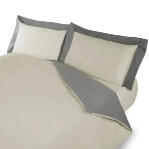 Parure copripiumino in tinta unita double-face in raso di cotone Volterra | Zita del Forte