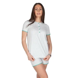 Pigiama donna a serafino a mezza manica e pantaloncino in viscosa Bucolic | Brilliamo