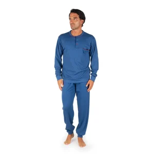 Pigiama uomo a manica lunga con polsino a serafino in caldo cotone interlock | Mariotti Lab