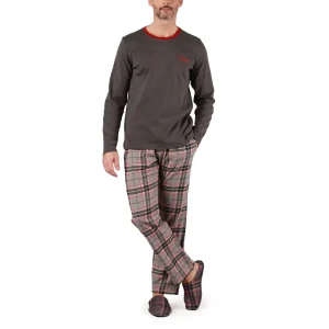 PIGIAMA UOMO A PARICOLLO IN FANTASIA IN CALDO COTONE E FLANELLA | MARINA MILITARE