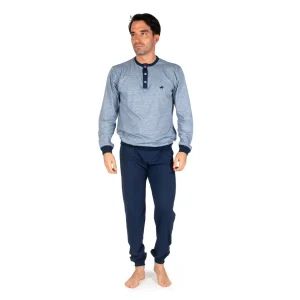 Pigiama uomo a serafino lungo con polsino in cotone leggero di Mariotti Lab