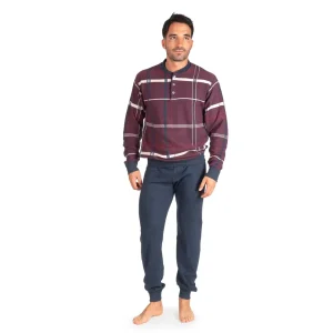 Pigiama uomo a serafino a manica lunga con polsini