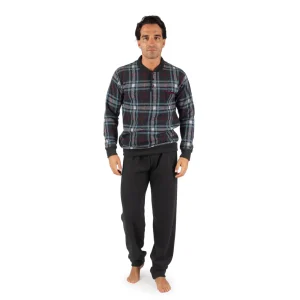 Pigiama uomo a serafino a manica lunga in caldo cotone Punto Milano | Mariotti Lab