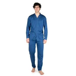 Pigiama uomo aperto a manica lunga con collo cardigan in cotone mercerizzato | Mariotti Lab