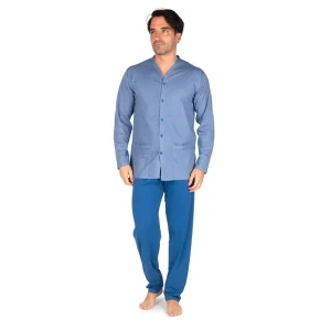 Pigiama uomo aperto a manica lunga in cotone leggero | Mariotti Lab