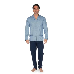 Pigiama uomo aperto a manica lunga in puro cotone leggero | Mariotti Lab