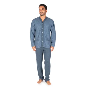 Pigiama uomo aperto cons collo cardigan a mancia lunga in caldo cotone Punto Milano | Mariotti Lab