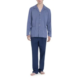 Pigiama uomo aperto davanti in tessuto di cotone con colletto | Ragno