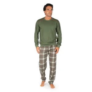 Pigiama uomo paricollo a manica lunga in caldo cotone interlock