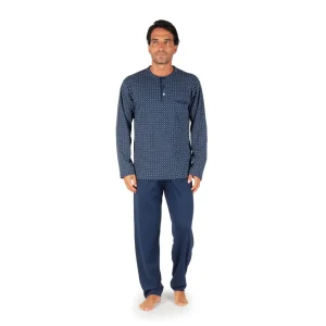 Pigiama uomo serafino a manica lunga in caldo cotone interlock | Mariotti Lab