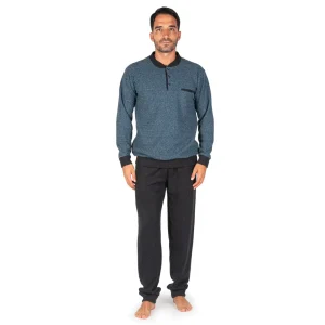 Pigiama uomo serafino a manica lunga in caldo cotone Punto Milano | Mariotti Lab