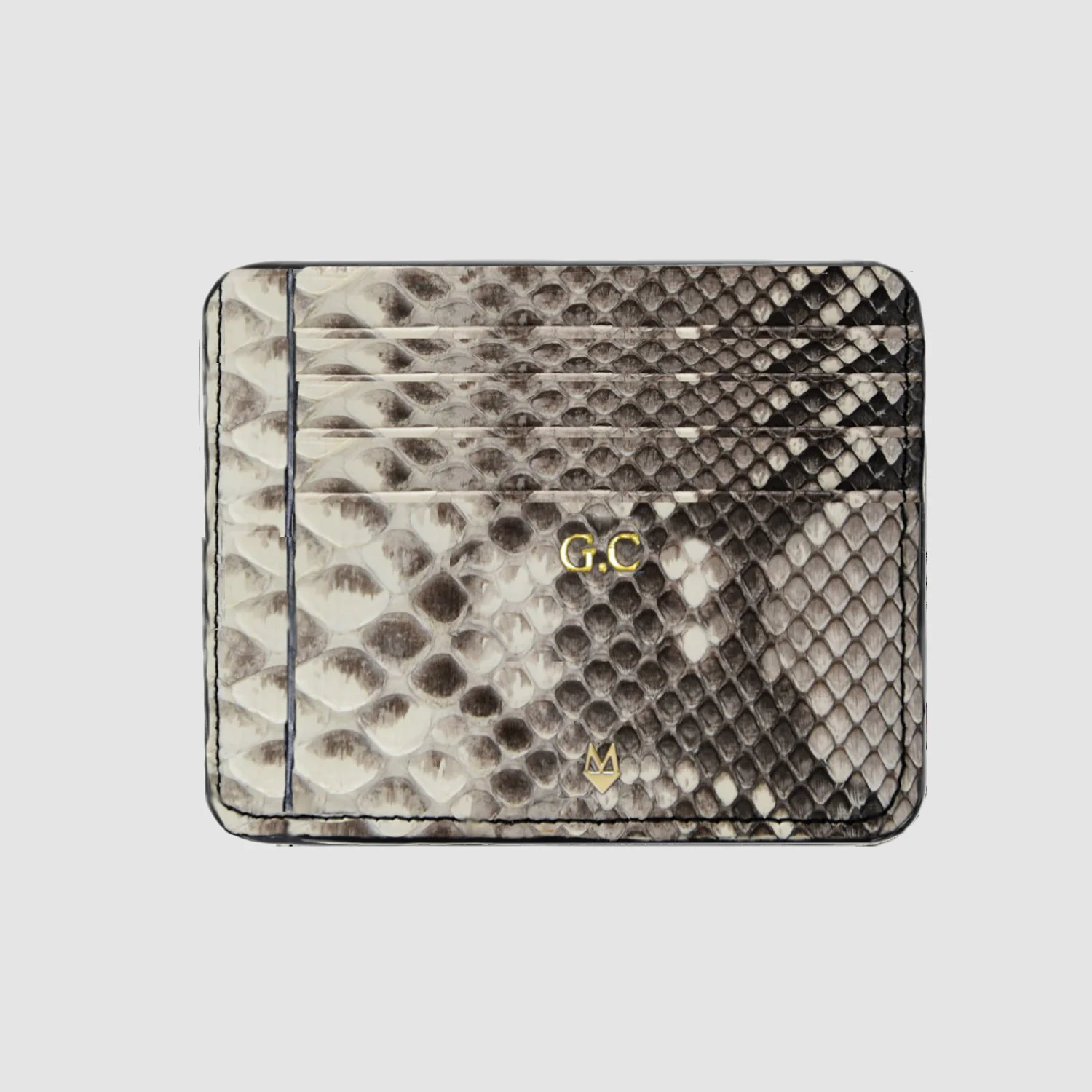 Porta carte in vera pelle di Pitone Bianco Personalizzabile