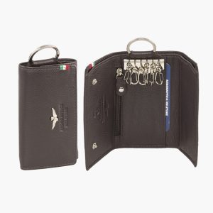 Portachiavi in pelle con porta banconote e portaspicci