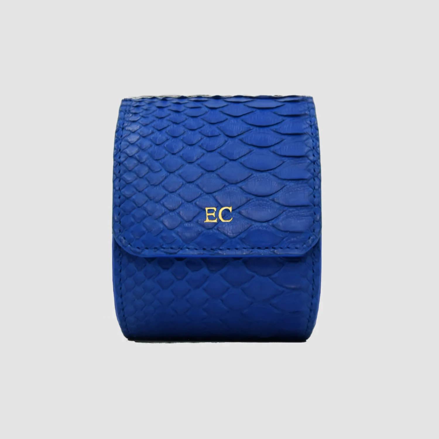 Portaorologio Watch Roll in Pelle di Pitone Blu Cobalto Personalizzato 1 slot - immagine 3