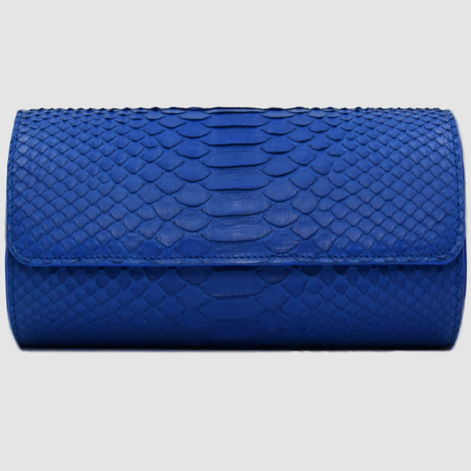 Portaorologio Watch Roll in Pelle di Pitone Blu  Cobalto Personalizzato 3 slots per 3 orologi - immagine 5