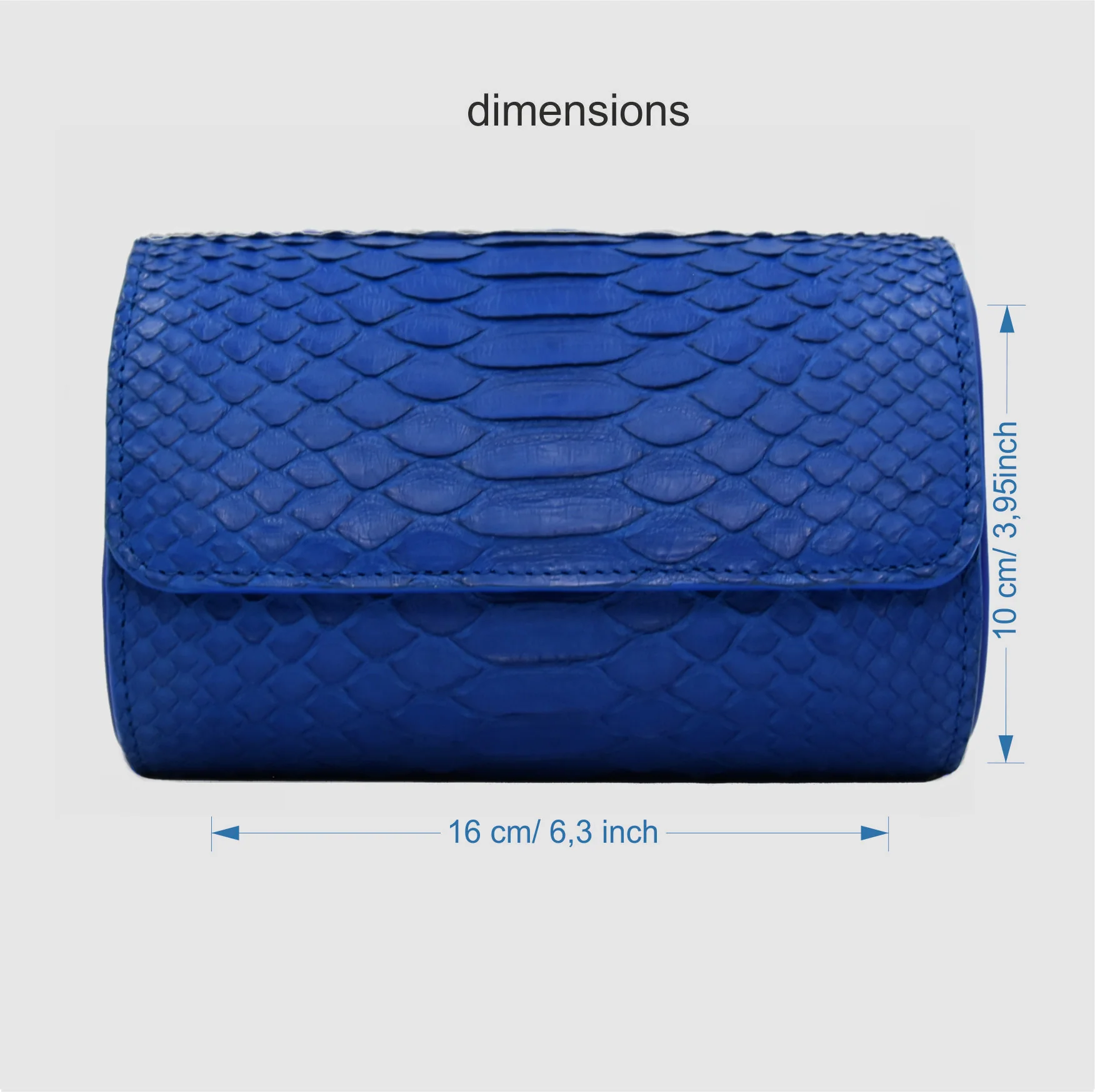 Portaorologio Watch Roll in Pelle di Pitone Blu Cobalto Personalizzato 2 slots per 2 orologi - immagine 5