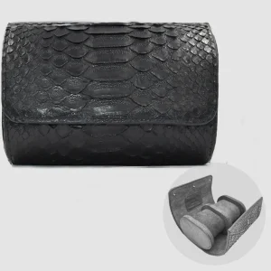 Portaorologio Watch Roll in Pelle di Pitone Personalizzato 2 slots per 2 orologi