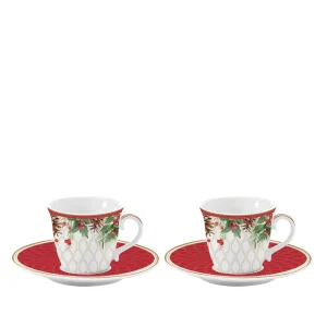 Set 2 tazzine da caffè con piattino Christmas Berries | Easy Life