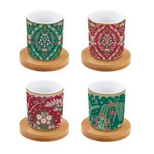 Set 4 bicchierini caffè con piattino in bambù Eclectic Chic | Easy Life