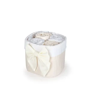 Set 4 lavette per bagno con cestino portalavette Fiocco | Daunex