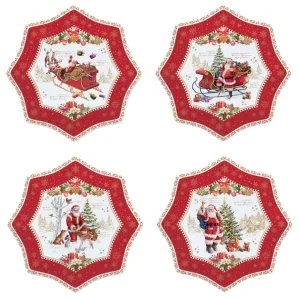 Set 4 piatti dessert Ø 16 cm in porcellana Christmas Memories | Easy Life