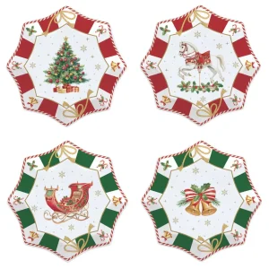 Set 4 piatti dessert Ø 16 cm in porcellana Christmas Tale | Easy Life