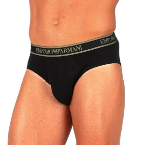 SLIP IN COTONE ELASTICIZZATO CON ELASTICO CON SCRITTA E LOGO IN CONTRASTO | EMPORIO ARMANI