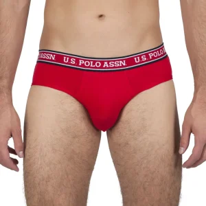 Slip in tinta unita in cotone elasticizzato con elastico con logo | U.S. Polo Assn.