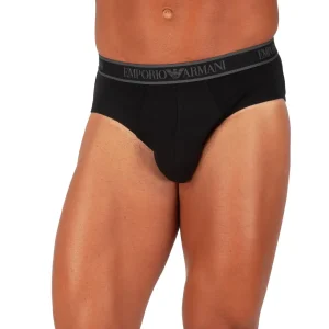 Slip uomo in cotone elasticizzato con elastico a vista | Emporio Armani