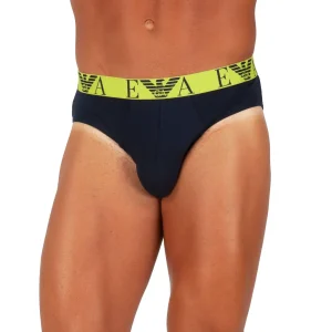 Slip uomo in cotone elasticizzato con elastico a vista | Emporio Armani