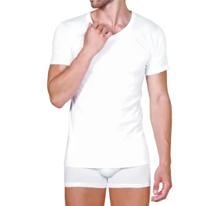 T-Shirt uomo con scollo a V a mezza manica in cald