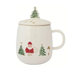 Tazza in porcellana 450 ml con coperchio e infusiera in metallo Let It Snow | Easy Life