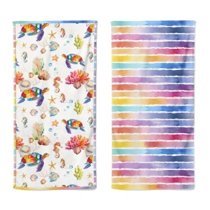 Telo mare in microfibra Tartaruga in fantasia double-face 100x170 cm | Daunex