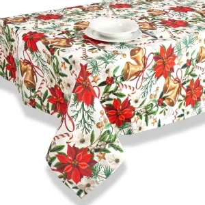 Tovaglia in tessuto antimacchia in fantasia natalizia Stella di Natale | Zita del Forte