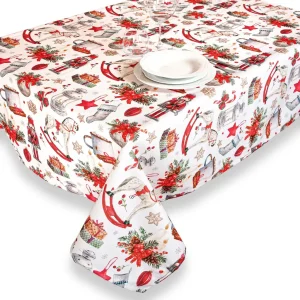 Tovaglia in varie dimensioni in fantasia natalizia e tessuto antimacchia | Zita del Forte