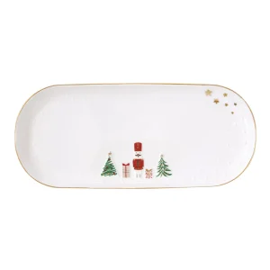 Vassoio il porcellana con decori in rilievo Let It Snow | Easy Life