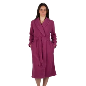 Vestaglia donna con cintura e collo a scialle in pile e viscosa a tinta unita